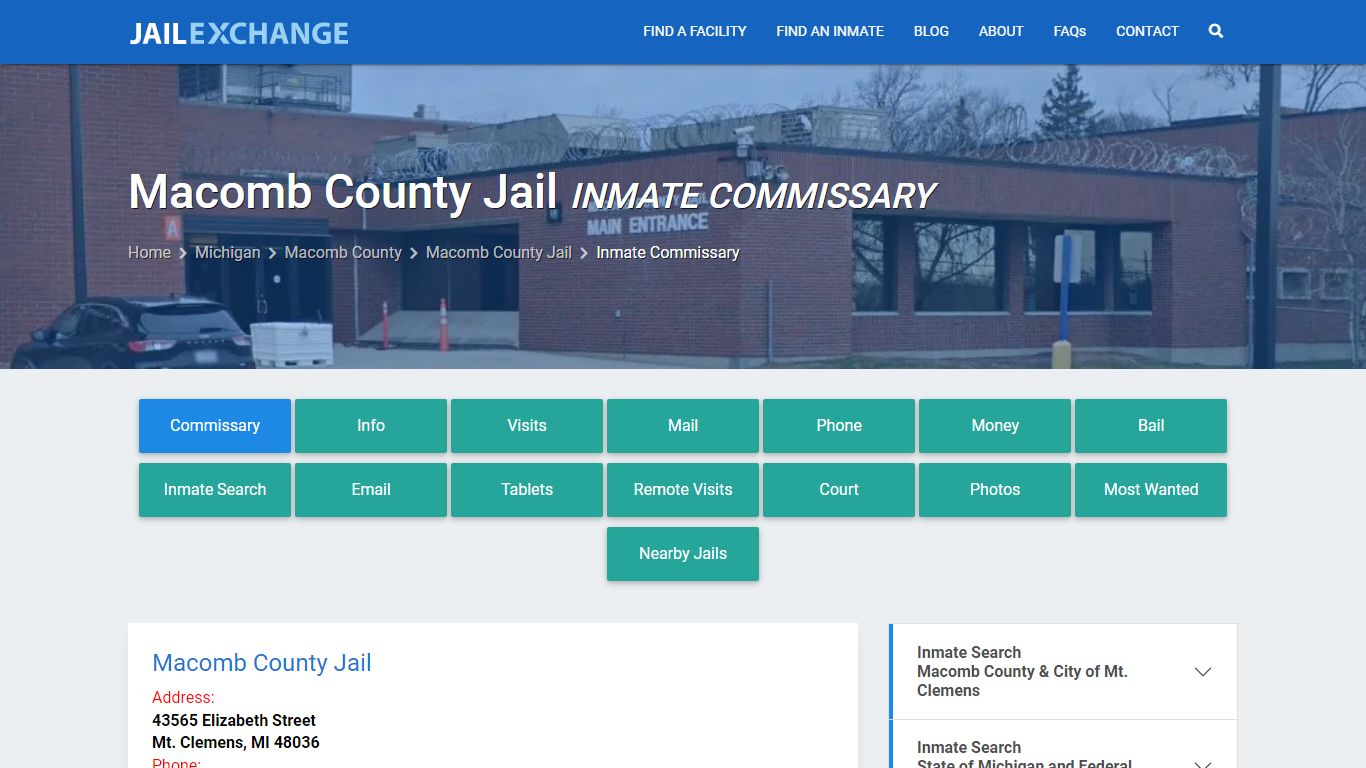 Inmate Commissary, Care Packs - Macomb County Jail, MI